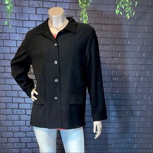 Saks 5th Avenue Real Clothes black suede, button down, light jacket Size L